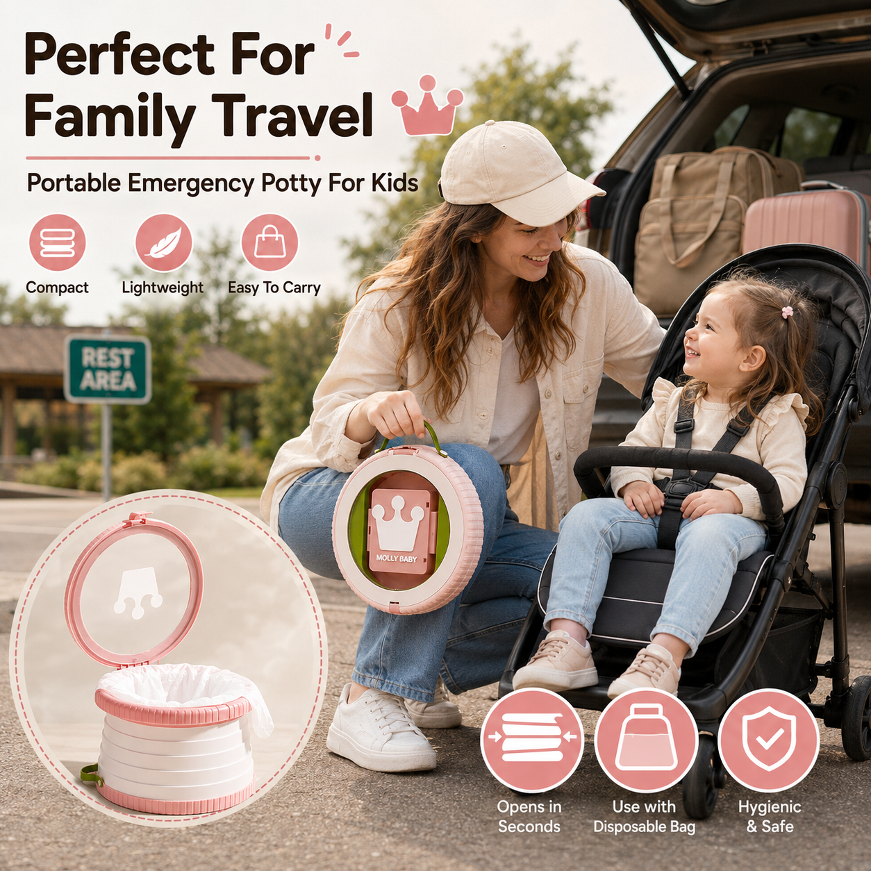 Toddler Potty Training Seat - Portable Folding Travel Potty Kids Emergency